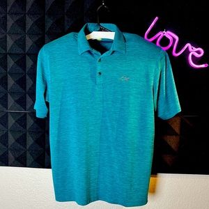 Greg Norman Performance Golf/Sports Polo Shirt 👕 Men’s XXL Blue Green Heathered
